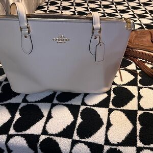 Coach White Leather Tote Bag
